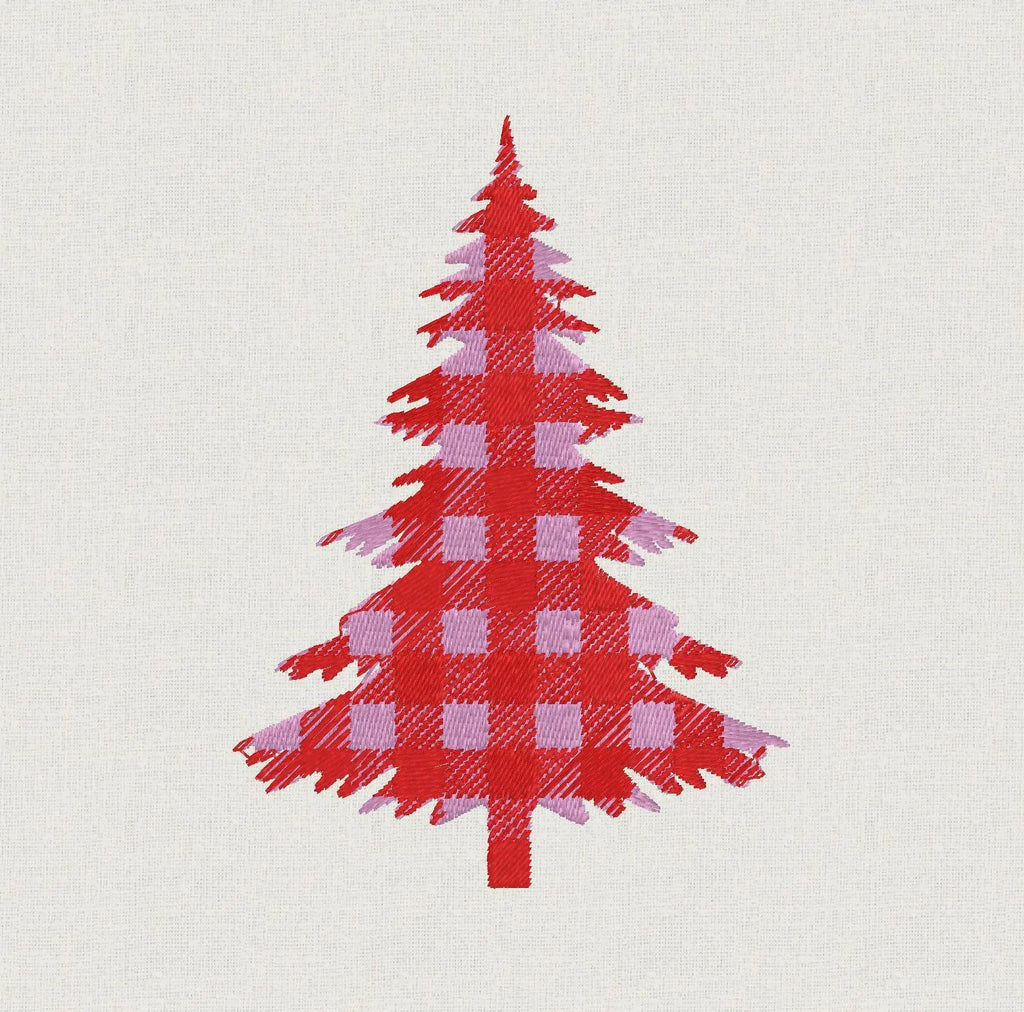 Buffalo Plaid Christmas Tree Embroidery File: 10 Formats, 4-inch (Instant Download)