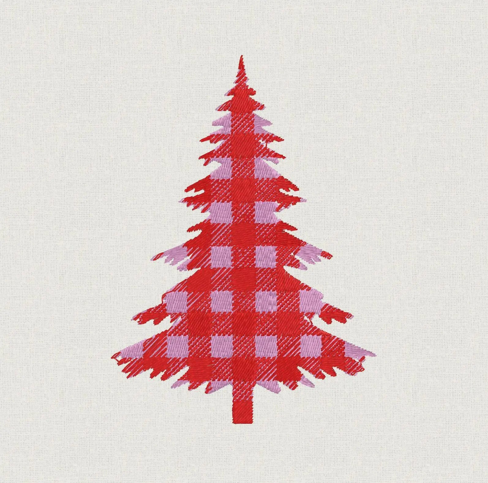 Buffalo Plaid Christmas Tree Embroidery File: 10 Formats, 4-inch (Instant Download)