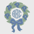 Christmas Wreath Monogram Frame Embroidery Design: Bow Stitch File (2 Sizes, 4" & 5")