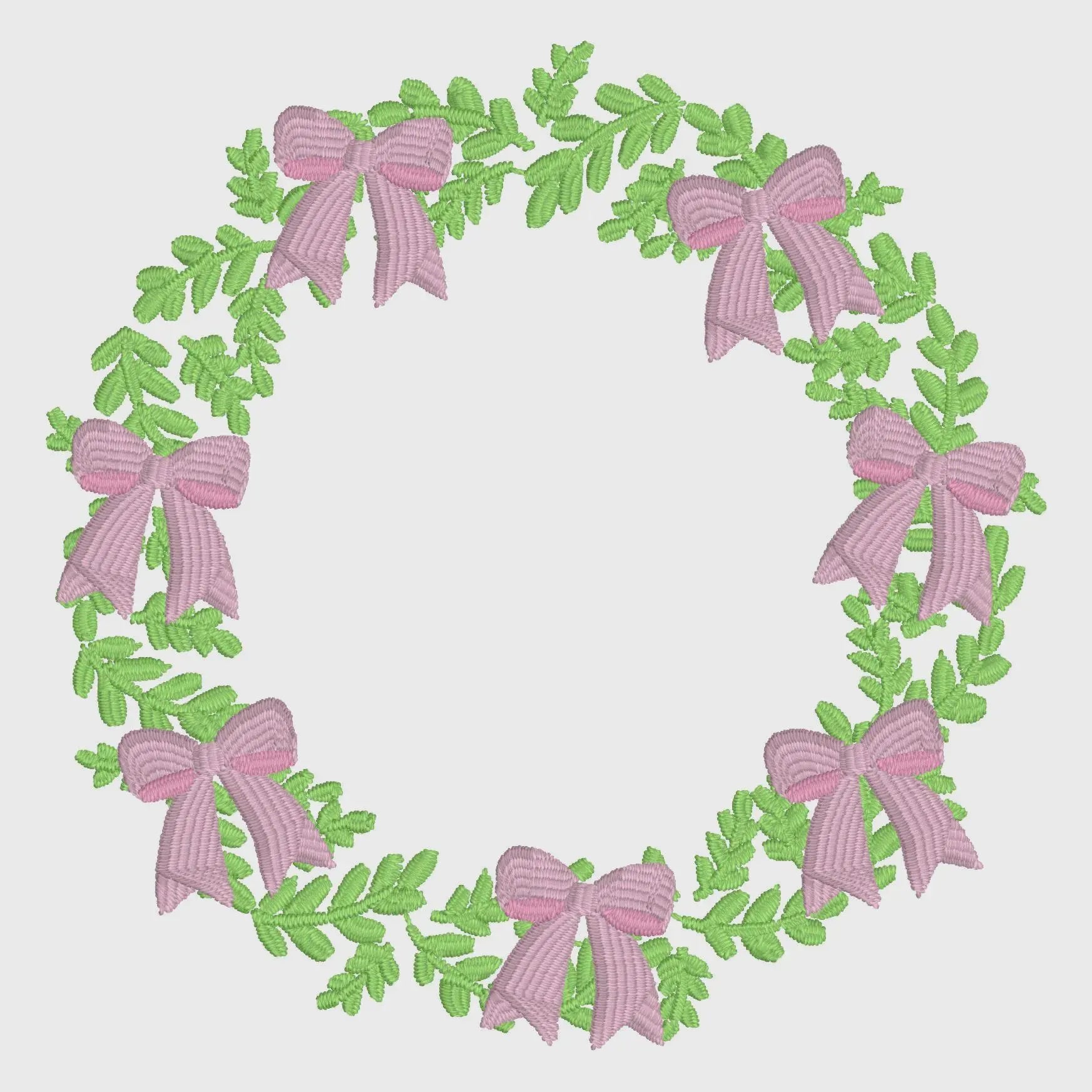 Grandmillennial Wreath Embroidery Design: Coquette Bow Monogram Frame (4 Inch, 10 Formats, Instant Download)