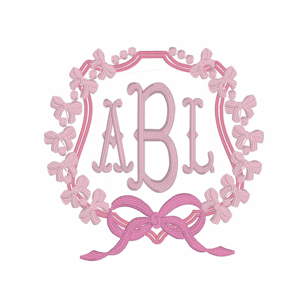 Coquette Embroidery File: Bow Wreath Monogram Frame (Digital Download)