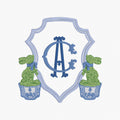 Chinoiserie Bunny Topiary Crest Embroidery File: Fits 4x4 Hoop, 9 Stitch Files