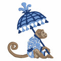 Chinoiserie Monkey Embroidery Design: Parasol Umbrella (9 Formats - Instant Download)