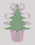 2 Sizes Bow Topped Christmas Tree Monogram Frame Embroidery Design: 4" & 5", 10 Formats
