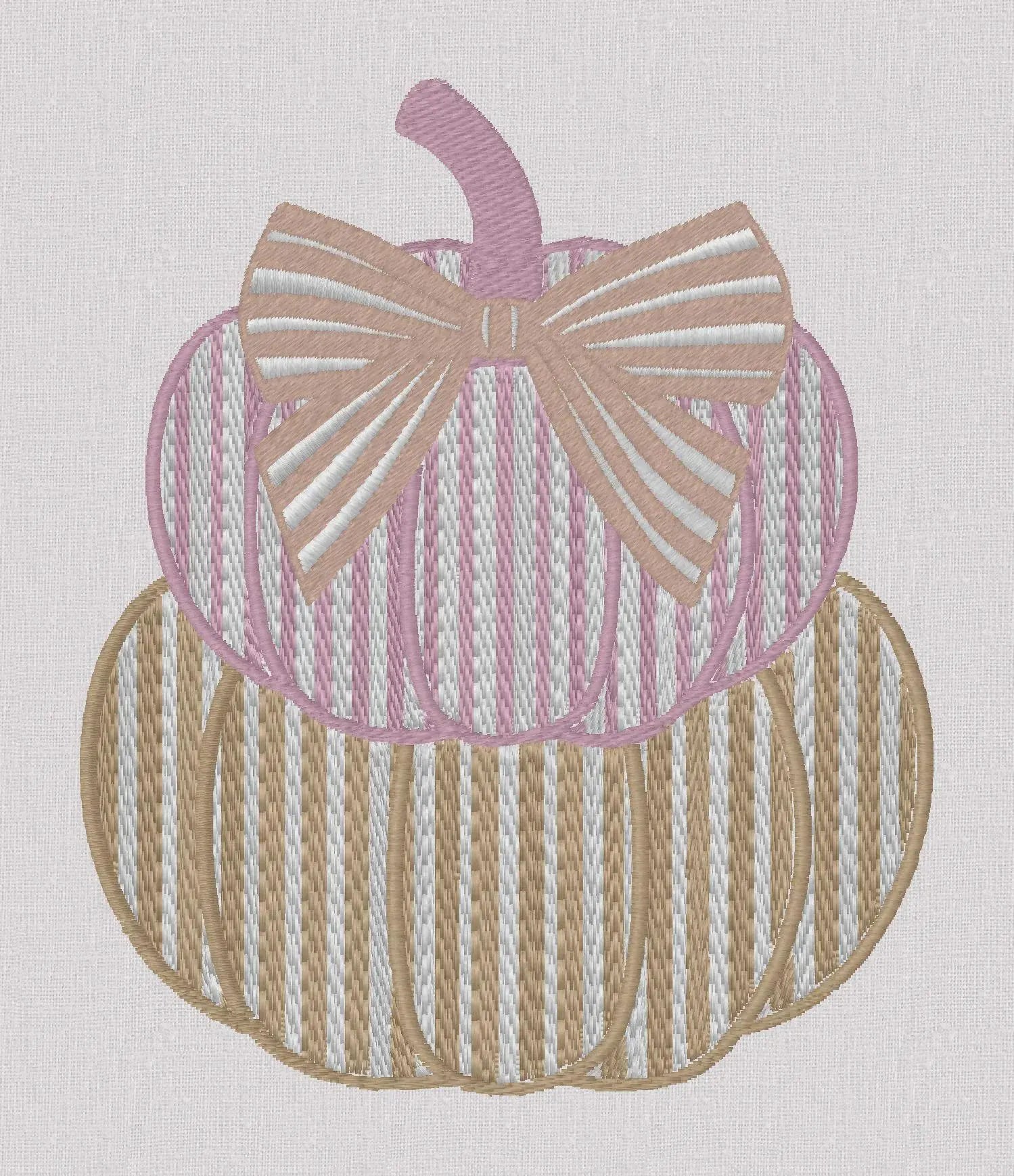 Striped Pumpkin Stack Embroidery File: Grandmillennial Fall Design (10 Formats)