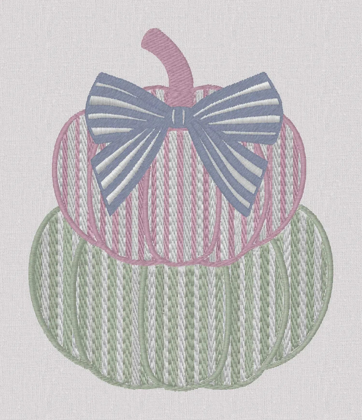 Striped Pumpkin Stack Embroidery File: Grandmillennial Fall Design (10 Formats)
