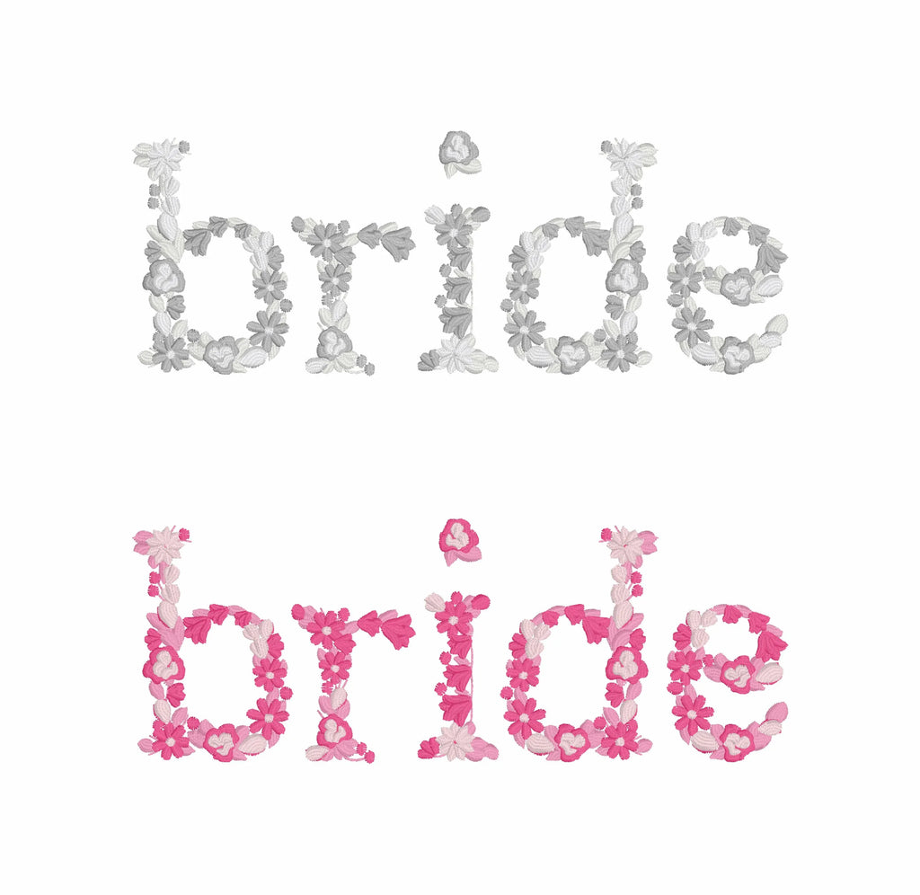 Bride Floral Lettering Embroidery Design (Instant Download)