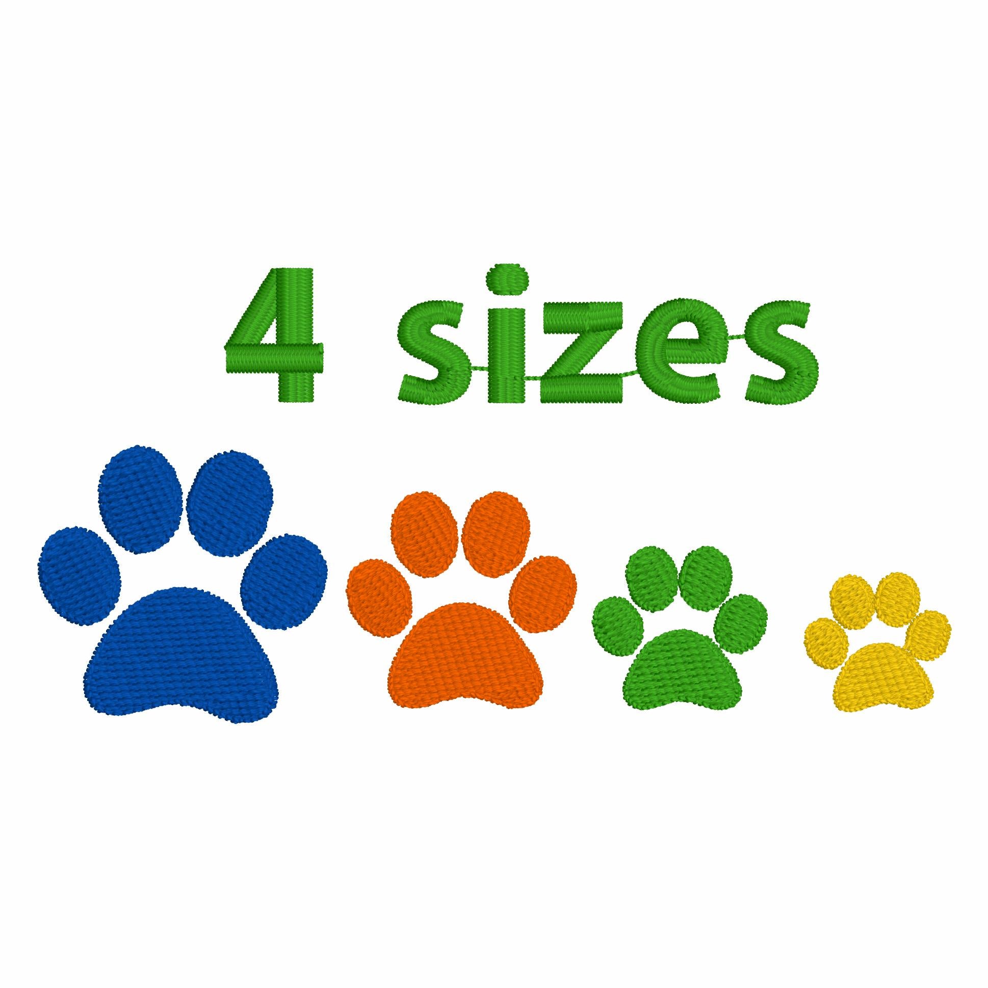4 Sizes Small Paws Embroidery File: 8 Stitch Formats, Instant Download