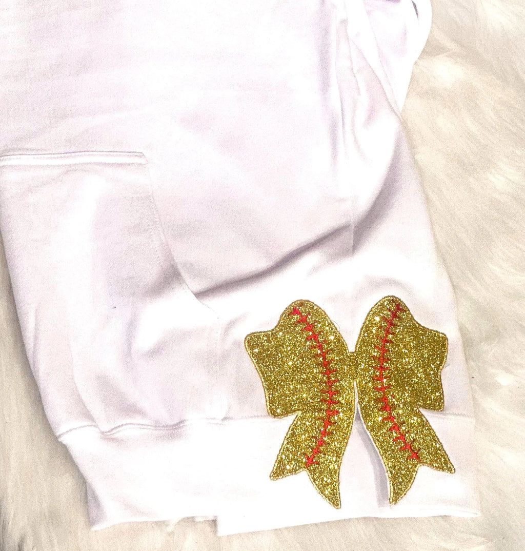 Baseball Softball Stitch Bows Side Slit Bow Appliqué Embroidery Design File Instant Download
