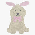 Easter Golden Doodle Embroidery Design: 9 Stitch Files, Puppy Dog with Bunny Ears and Bow