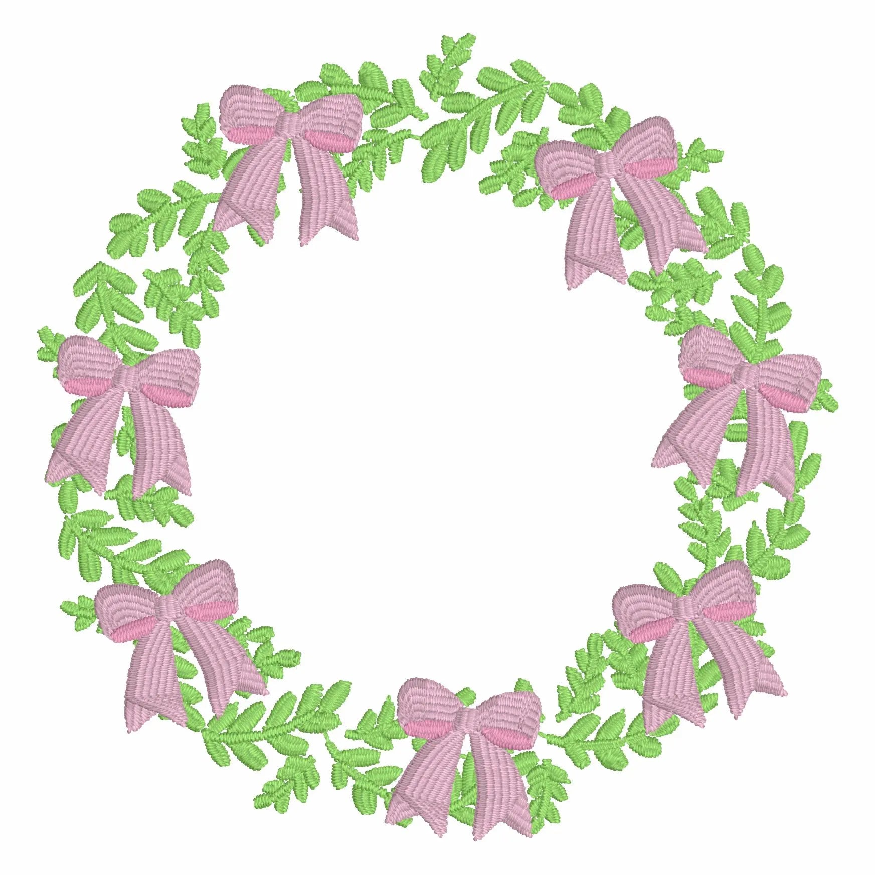 Grandmillennial Wreath Embroidery Design: Coquette Bow Monogram Frame (4 Inch, 10 Formats, Instant Download)