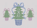 Chinoiserie Christmas Trees Embroidery Design: Coquette Bow Topped (10 Formats)