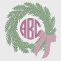 Bow Christmas Wreath Embroidery Design with Bow: Monogram Frame (10 Stitch File Formats)