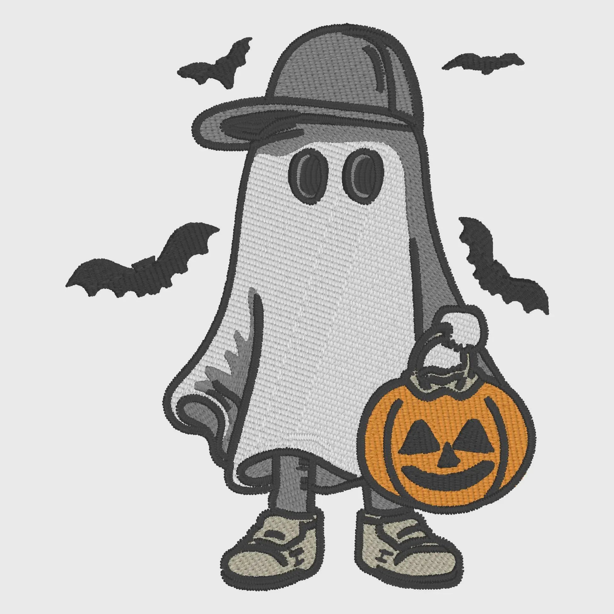 Boy Ghost Halloween Embroidery Design: Trick or Treat Pumpkin (2 Design Bundle)