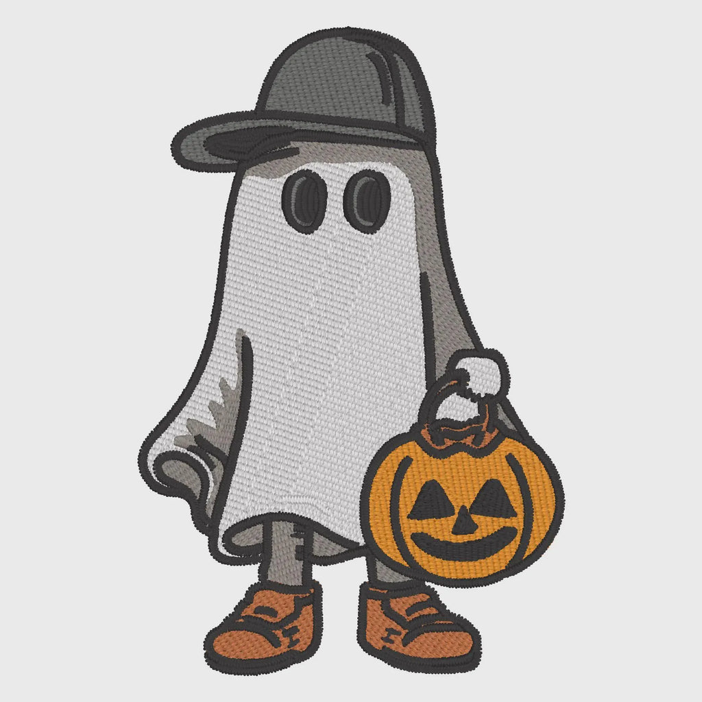 Boy Ghost Halloween Embroidery Design: Trick or Treat Pumpkin (2 Design Bundle)