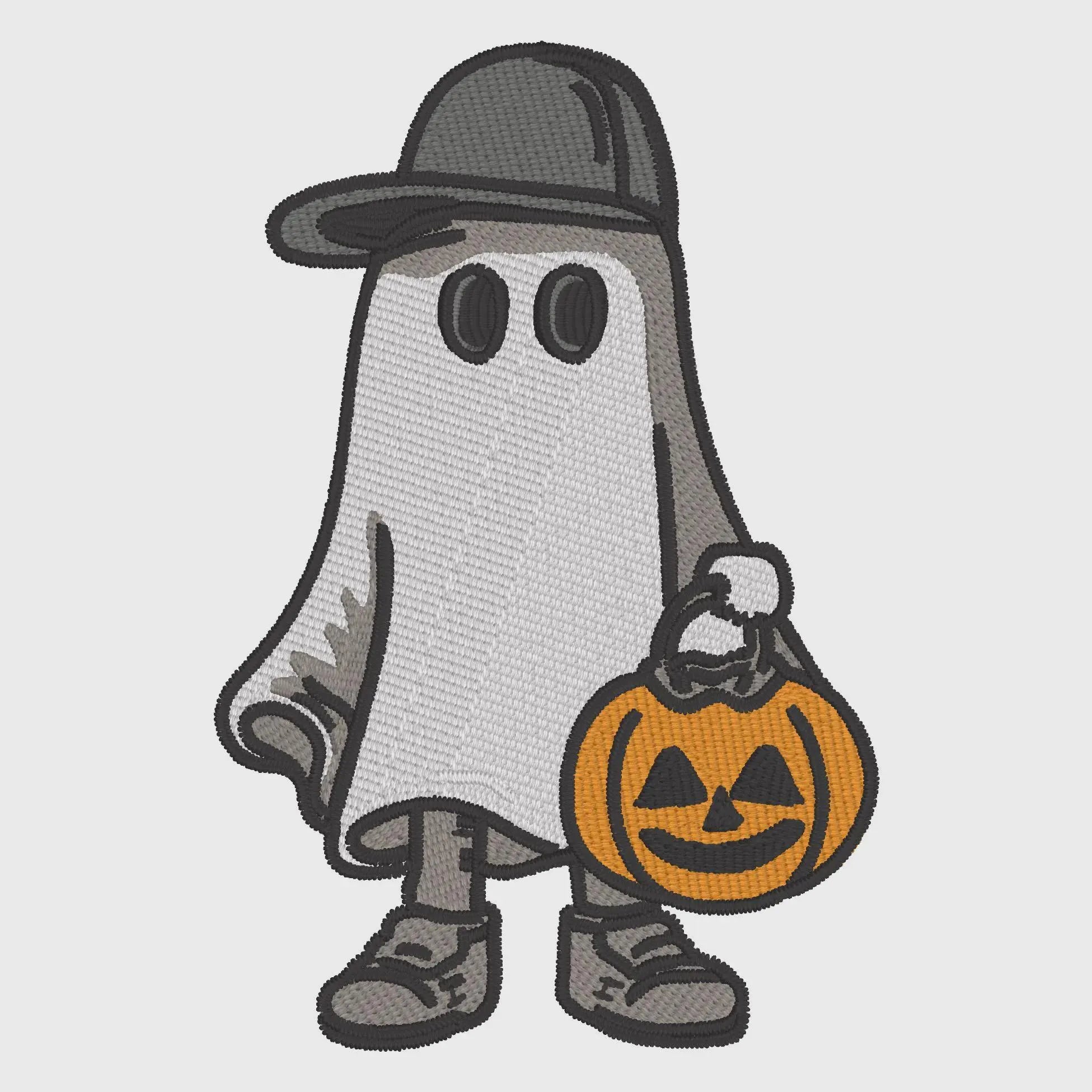 Boy Ghost Halloween Embroidery Design: Trick or Treat Pumpkin (2 Design Bundle)