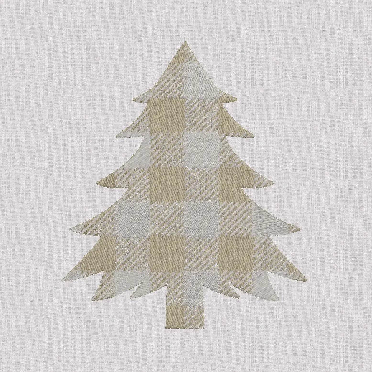 Buffalo Plaid Christmas Tree Embroidery File: 10 Formats, 4-inch (Instant Download)