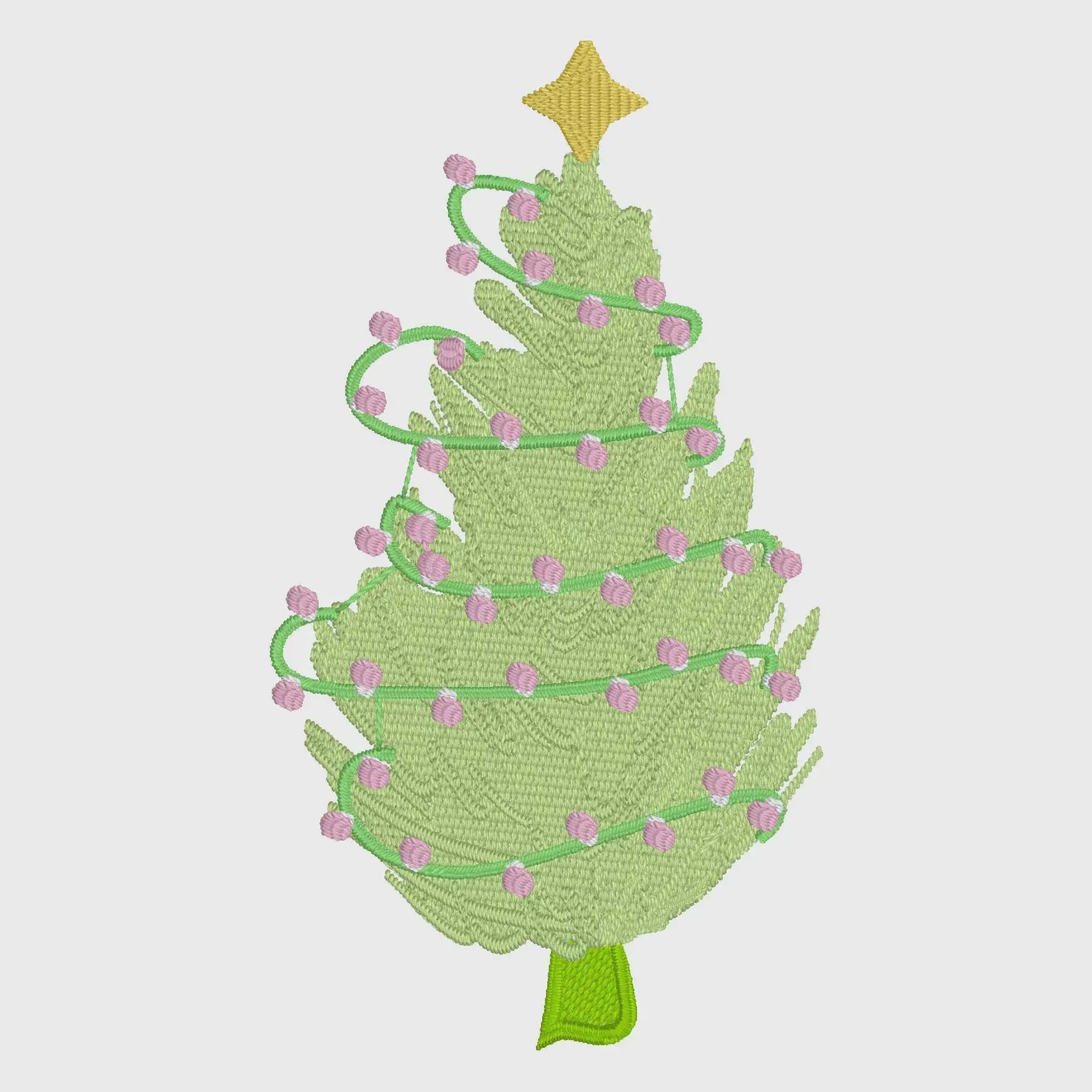 4 inch Pink Christmas Tree Embroidery Design Files 10 Stitch Formats