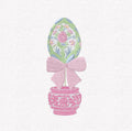 Colorful Chinoiserie Easter Egg Topiary Embroidery Design: Potted in Ginger Jar with Bow (9 Formats)