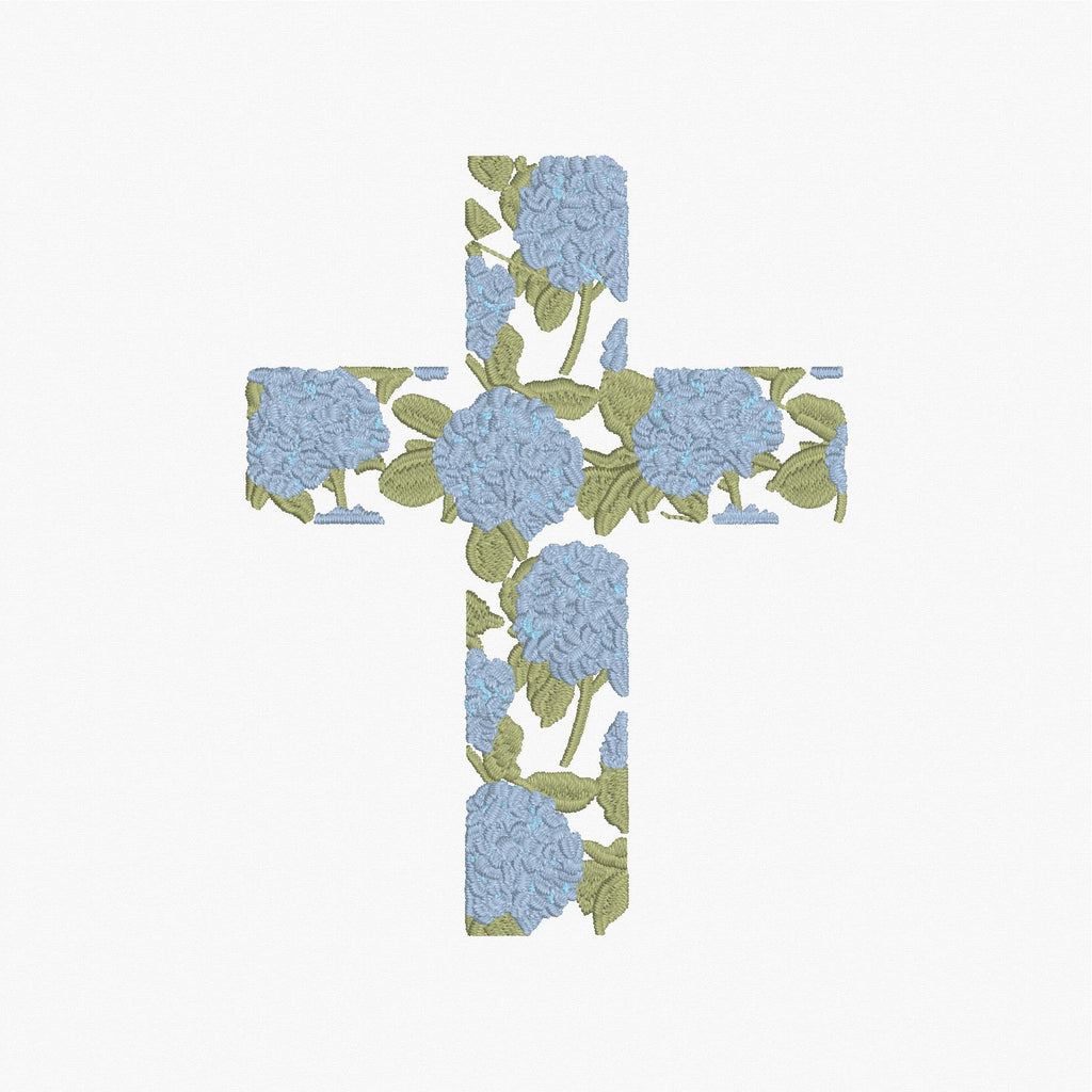 Hydrangea Cross Satin Stitch Embroidery Design: 9 File Formats, Instant Download