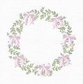 Grandmillennial Wreath Embroidery Design: Coquette Bow Monogram Frame (4 Inch, 10 Formats, Instant Download)