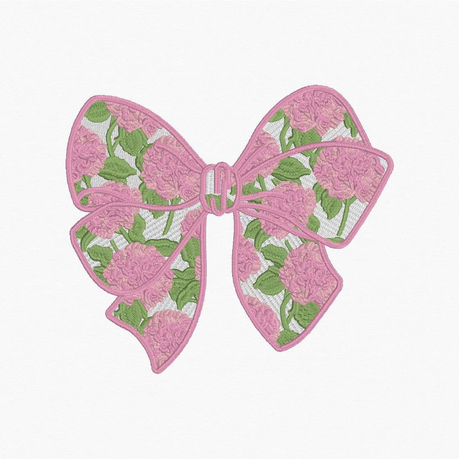 Hydrangea Coquette Bow Embroidery Design: fits in 4x4 Hoop, 8 Stitch Formats