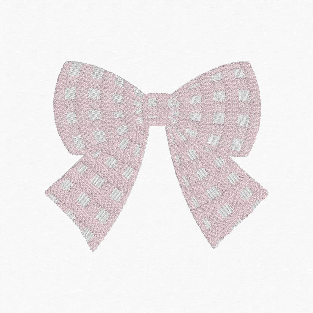 Gingham Coquette Bow Embroidery Design: fits in 4x4 Hoop, 10 Stitch Formats