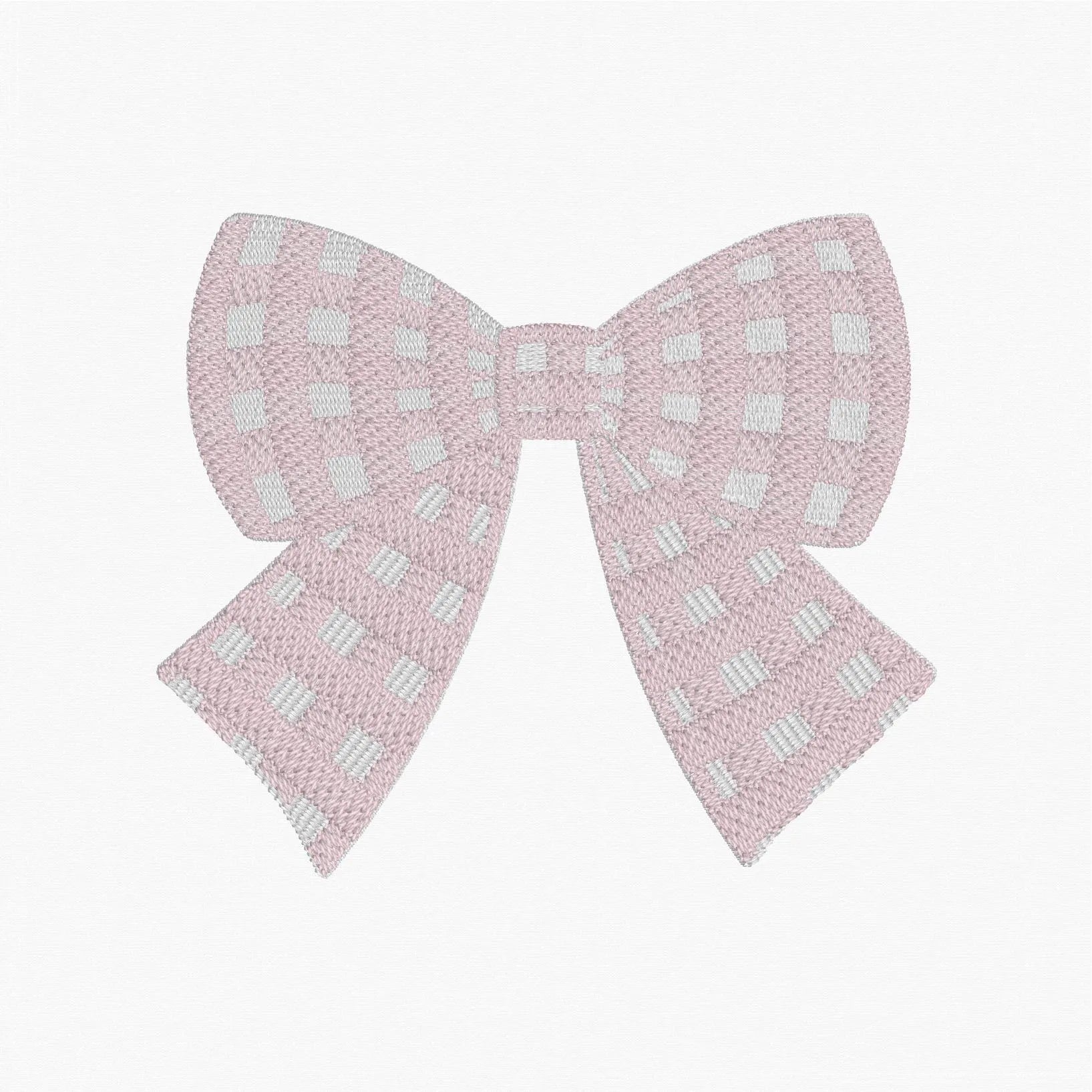 Gingham Coquette Bow Embroidery Design: fits in 4x4 Hoop, 10 Stitch Formats