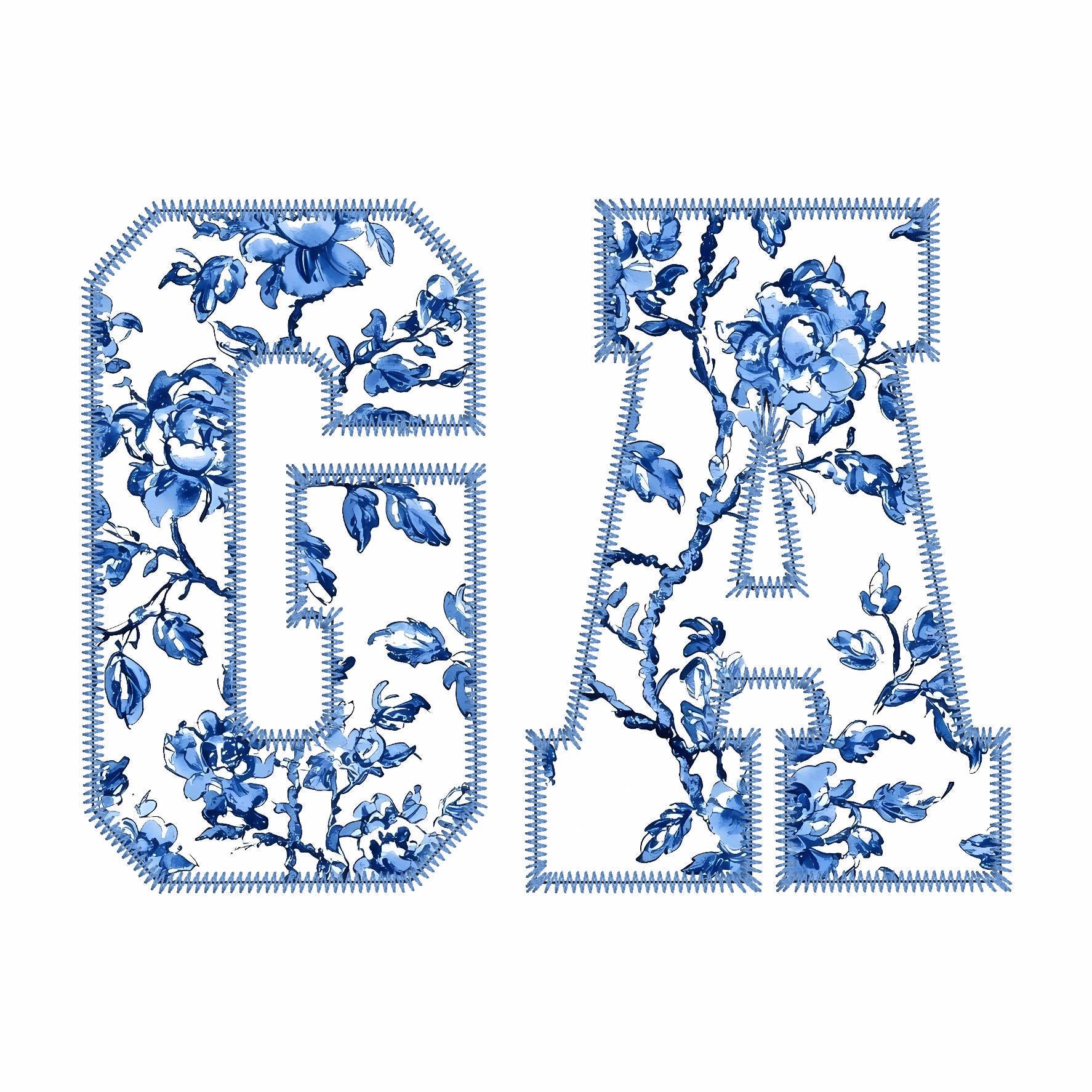 Large GA Varsity Letter Appliqué Embroidery File: Zig Zag Stitch (Instant Download, 10 Formats)