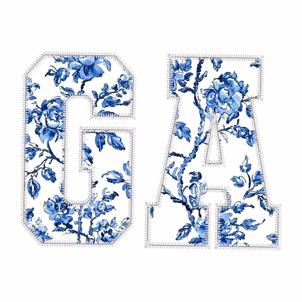 Large GA Varsity Letter Appliqué Embroidery File: Zig Zag Stitch (Instant Download, 10 Formats)