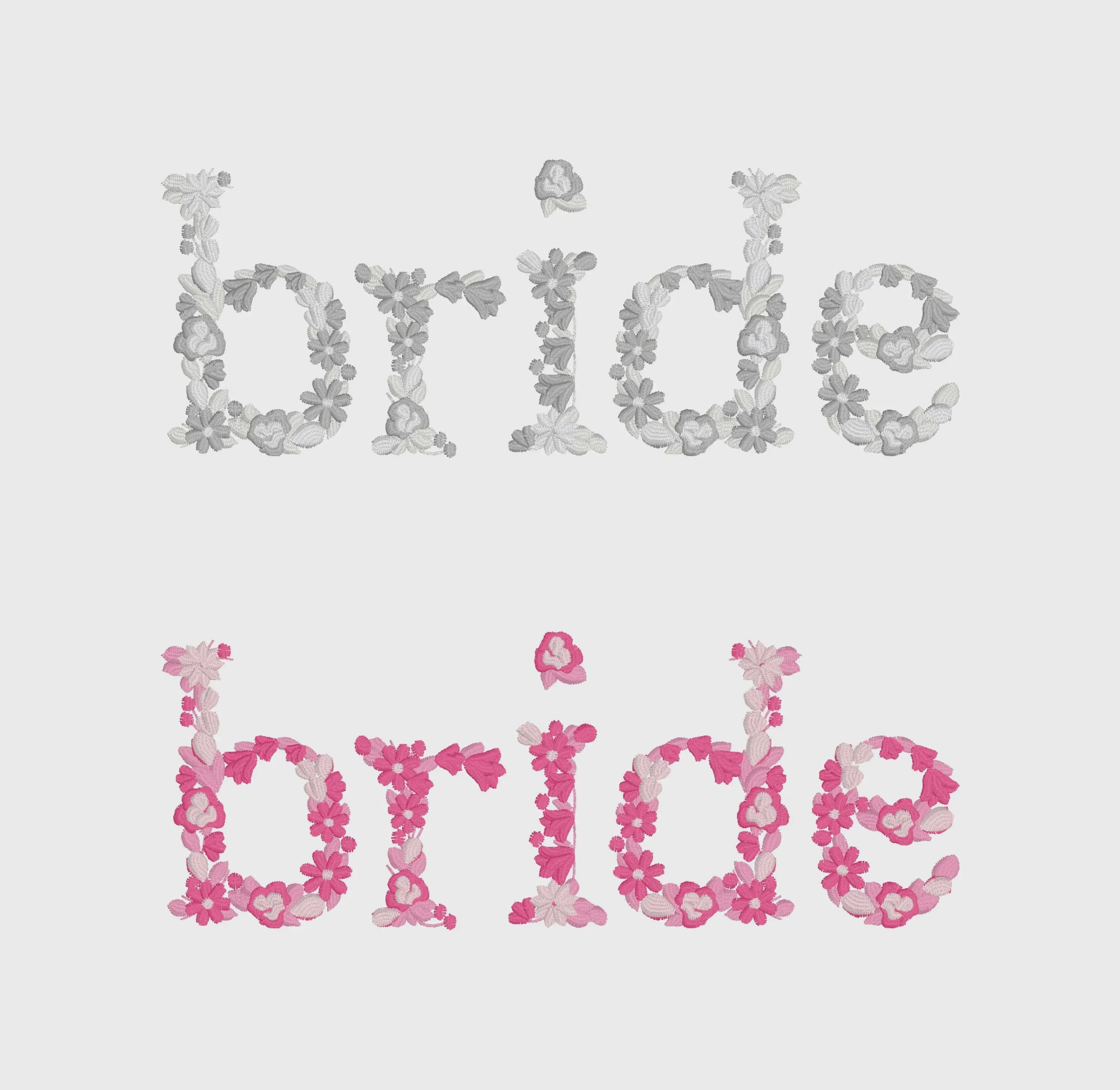 Bride Floral Lettering Embroidery Design (Instant Download)