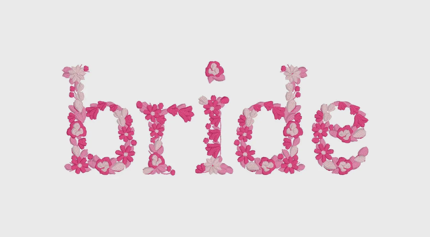Bride Floral Lettering Embroidery Design (Instant Download)