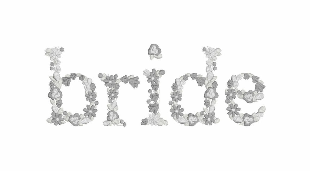 Bride Floral Lettering Embroidery Design (Instant Download)