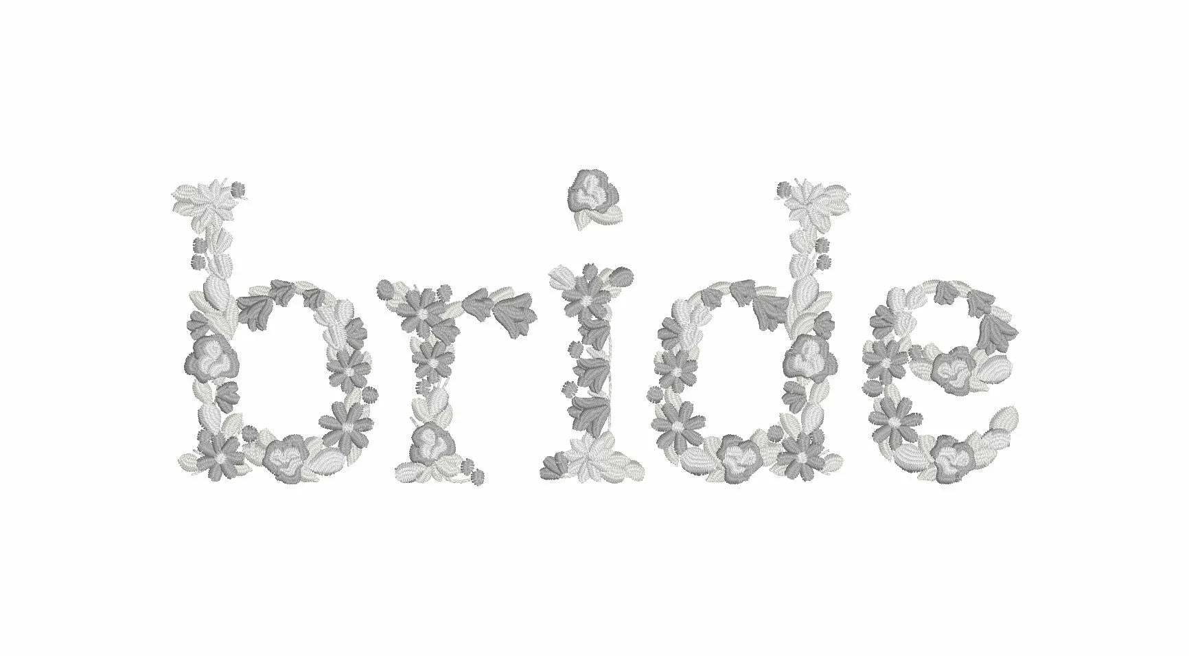 Bride Floral Lettering Embroidery Design (Instant Download)