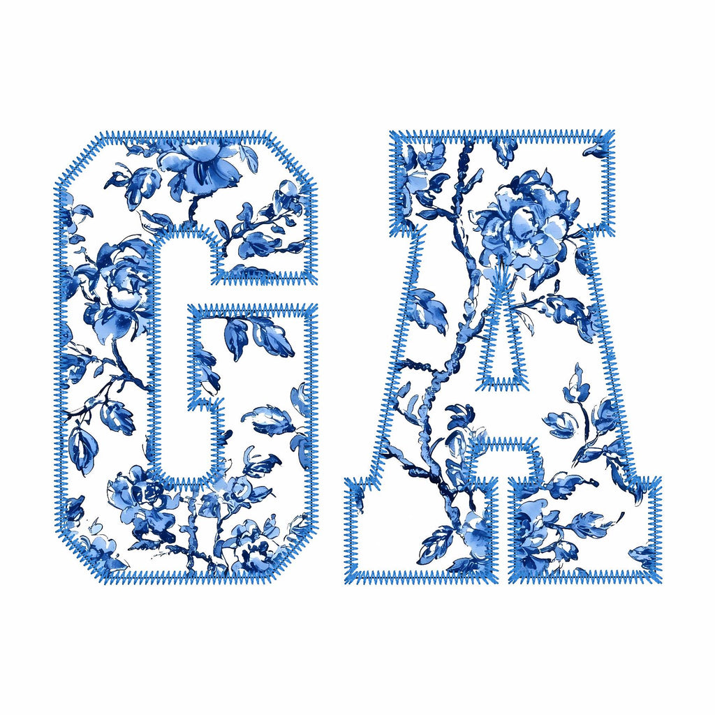 Large GA Varsity Letter Appliqué Embroidery File: Zig Zag Stitch (Instant Download, 10 Formats)