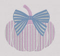 Grandmillenial Bow Topped Striped Pumpkin Embroidery File  Fall Stitch Design 10 sew formats