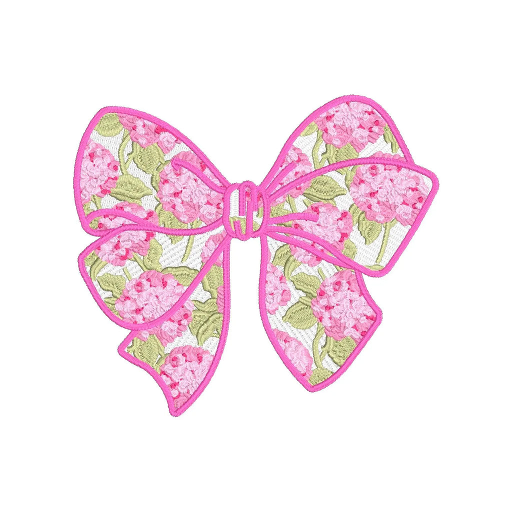 Hydrangea Coquette Bow Embroidery Design: fits in 4x4 Hoop, 8 Stitch Formats