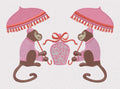 Chinoiserie Monkey & Ginger Jar Embroidery Design: Chimp with Parasol (9 Formats, Instant Download)