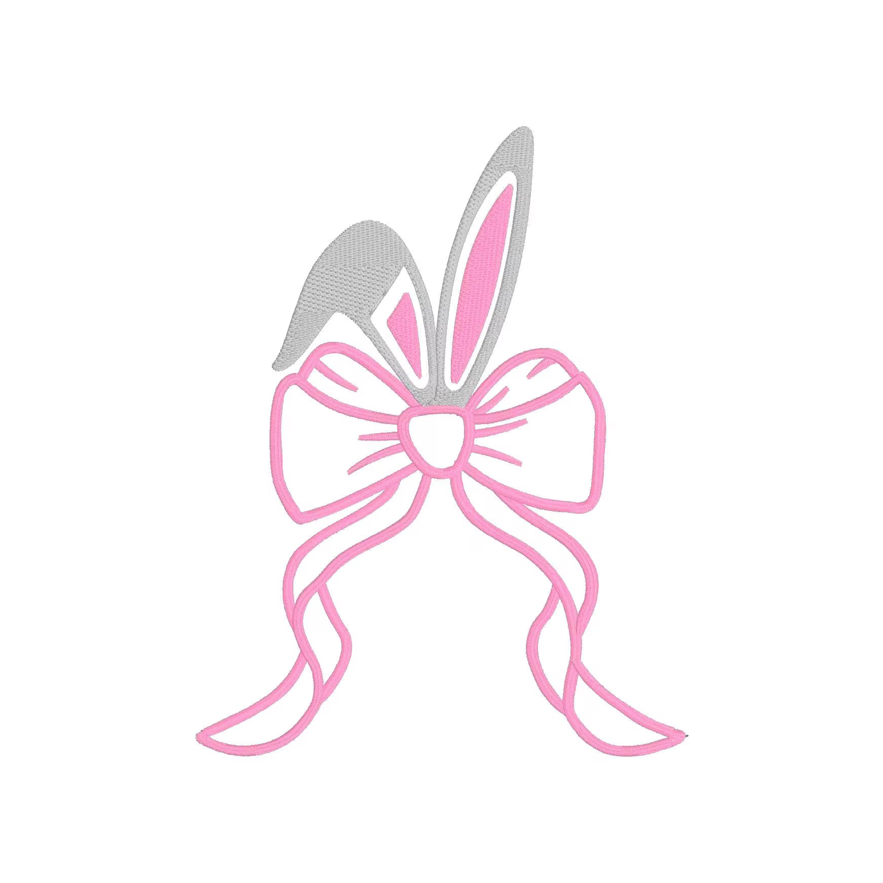 Easter Bunny Ears Side Bow Appliqué Embroidery Design Download