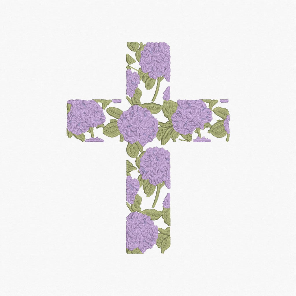 Hydrangea Cross Satin Stitch Embroidery Design: 9 File Formats, Instant Download
