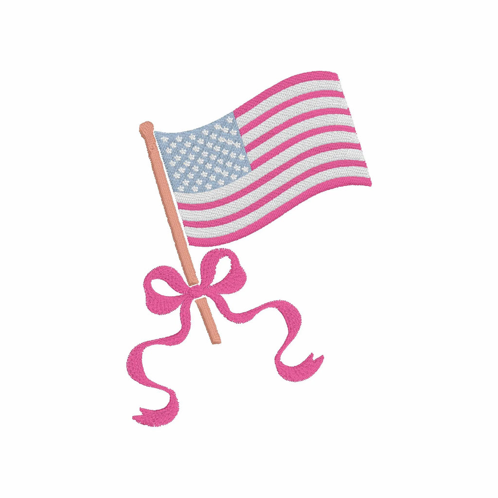 American Flag Coquette Bow Embroidery File: 10 Formats (Digital Download)