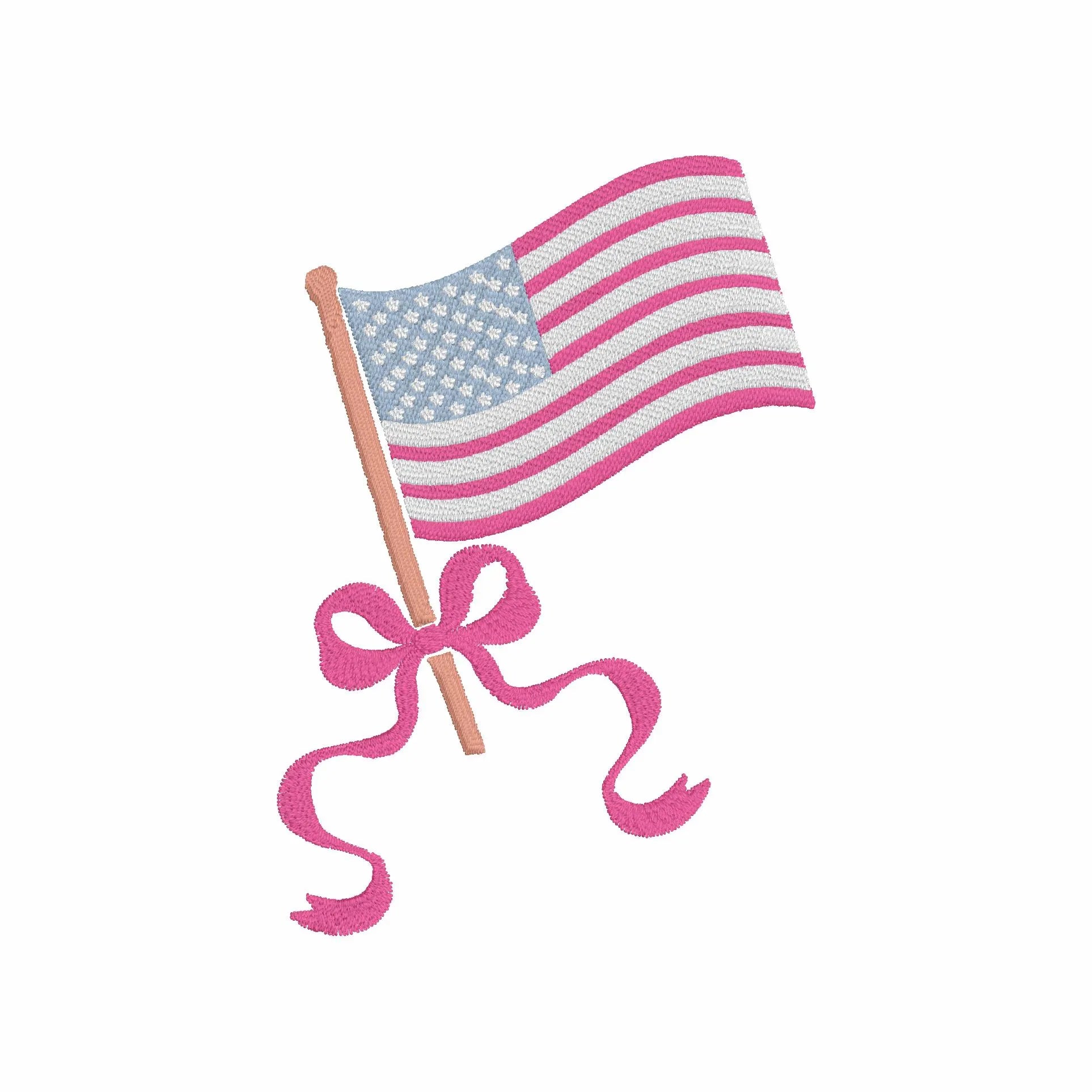 American Flag Coquette Bow Embroidery File: 10 Formats (Digital Download)