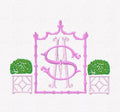 Boxwood Topiary Embroidery Design: Bamboo Crest Monogram Frame (Instant Download, 5.38x4.03")