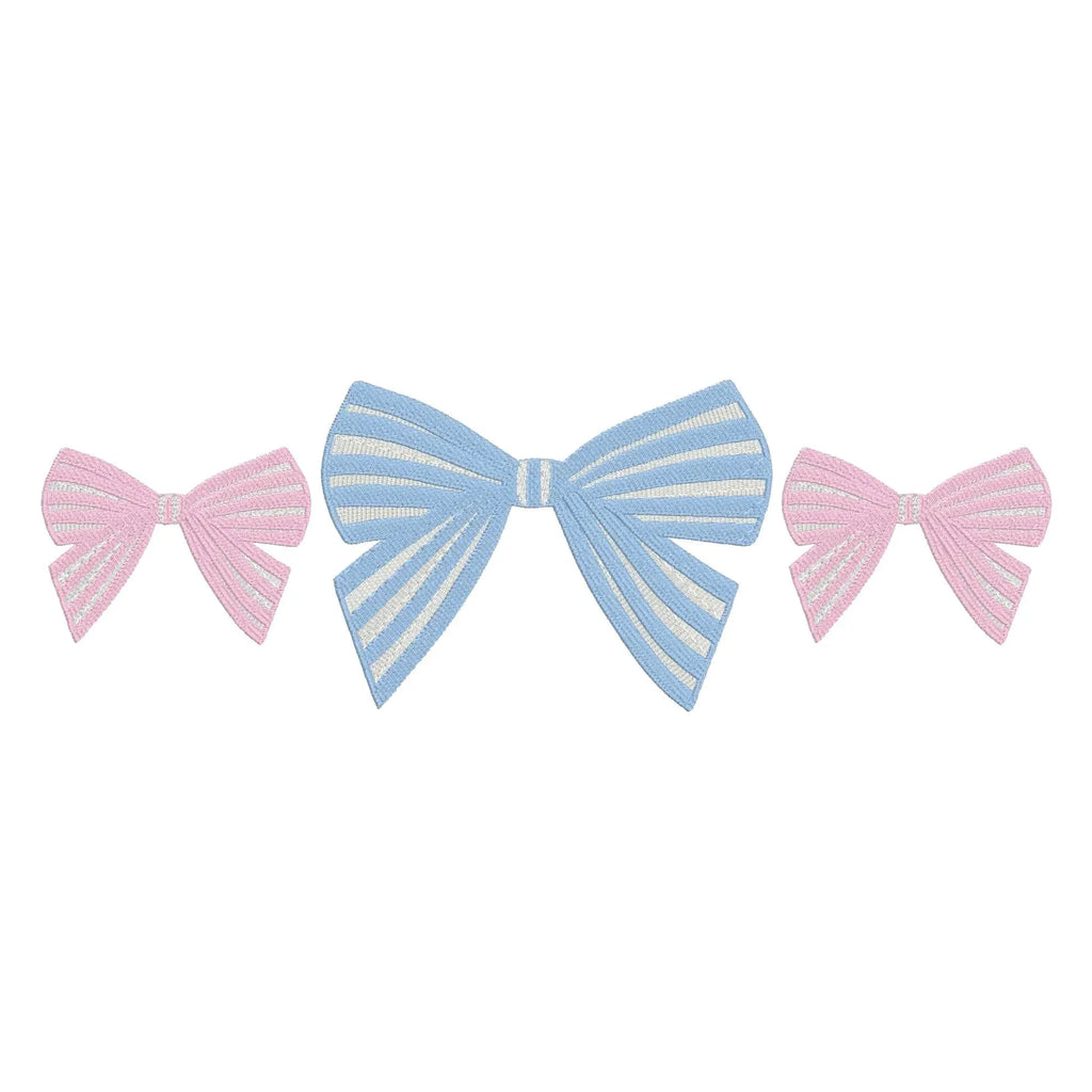 Striped Coquette Bow Embroidery Design: Preppy Stitch Files (7 & 9 inch)