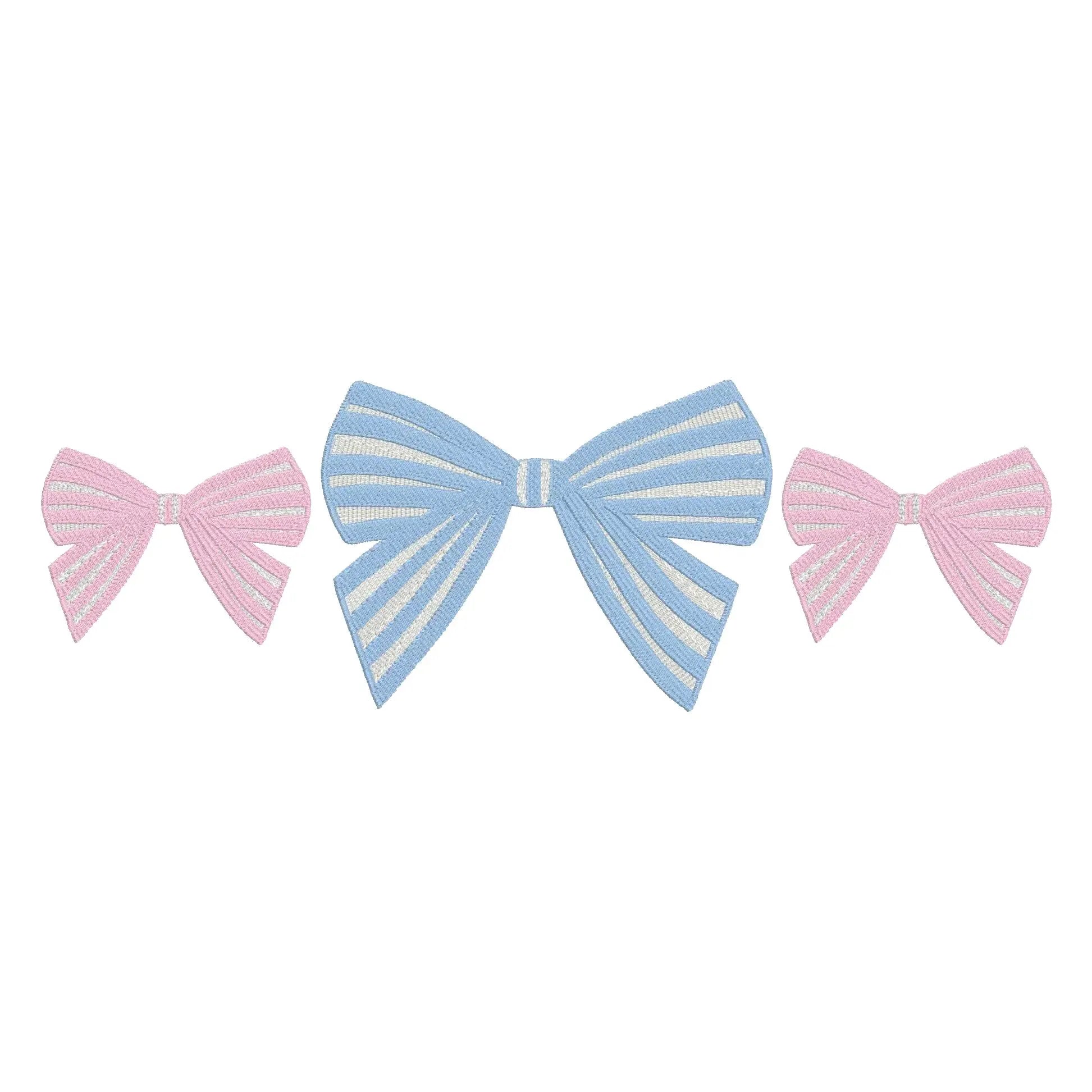 Striped Coquette Bow Embroidery Design: Preppy Stitch Files (7 & 9 inch)
