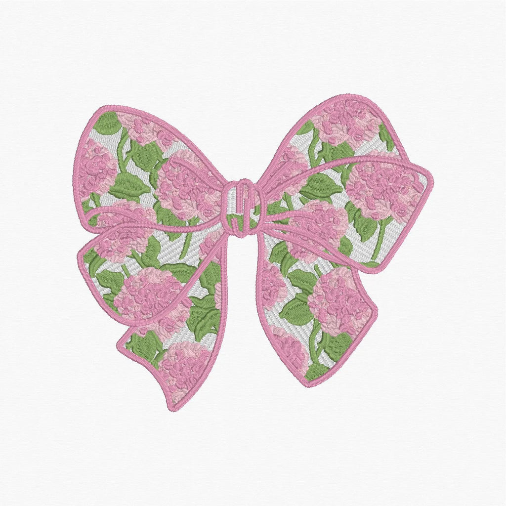 Hydrangea Coquette Bow Embroidery Design: fits in 4x4 Hoop, 8 Stitch Formats