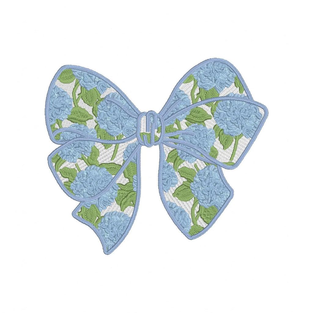 Hydrangea Coquette Bow Embroidery Design: fits in 4x4 Hoop, 8 Stitch Formats