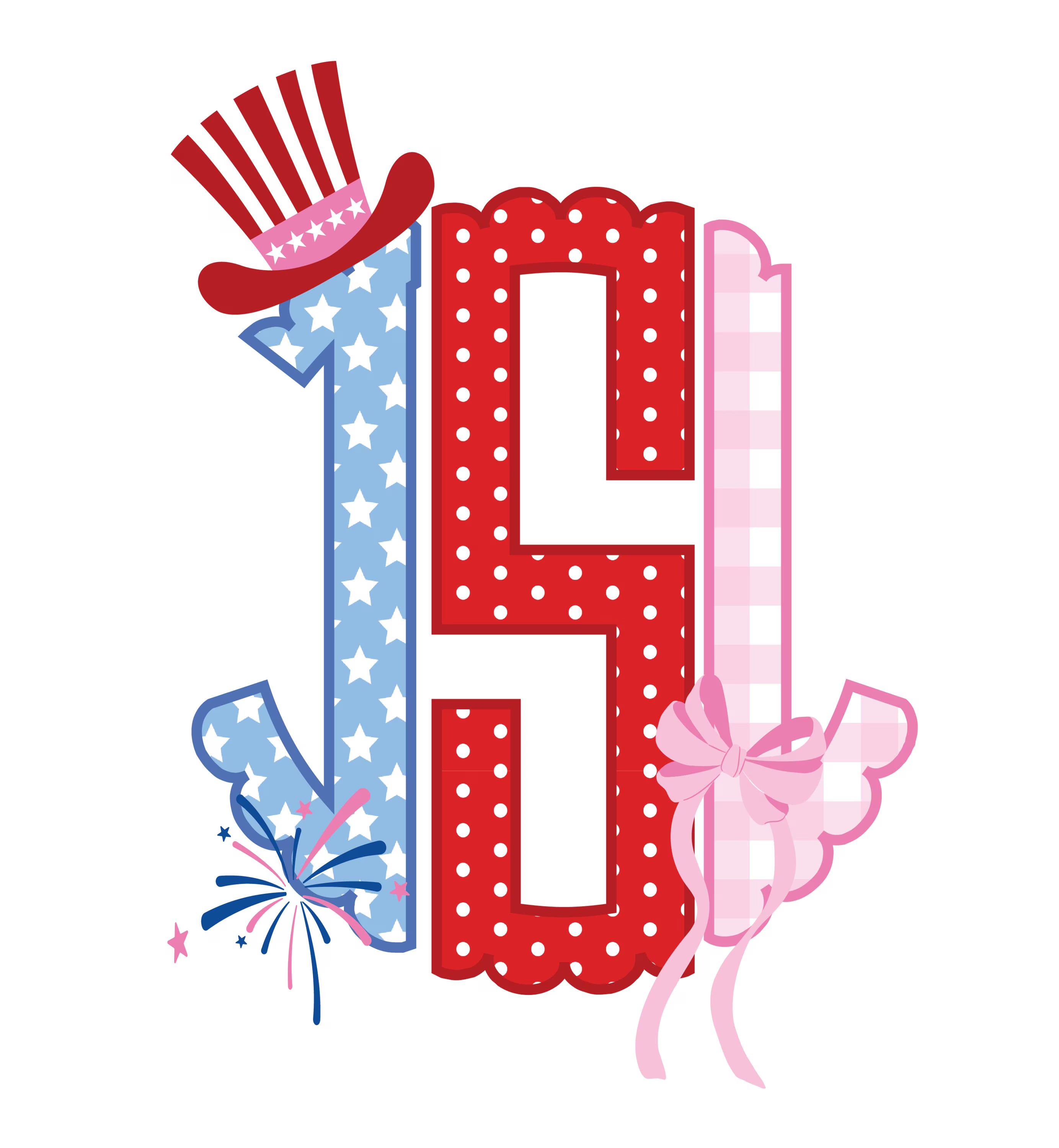 Patriotic Scallop Monogram PNG Font: Includes 76 Letters + 7 Designs