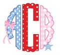 Patriotic Scallop Monogram PNG Font: Includes 76 Letters + 7 Designs