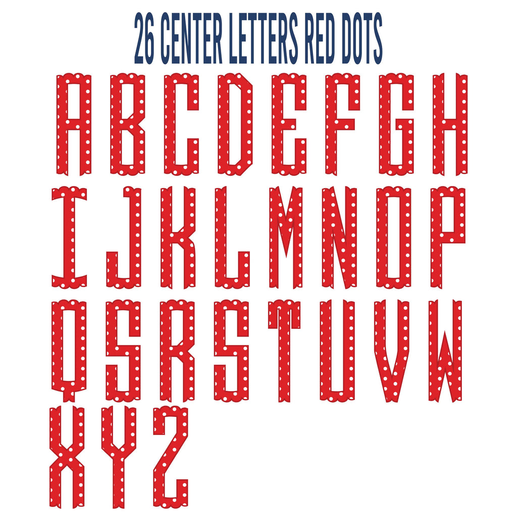 Patriotic Scallop Monogram PNG Font: Includes 76 Letters + 7 Designs